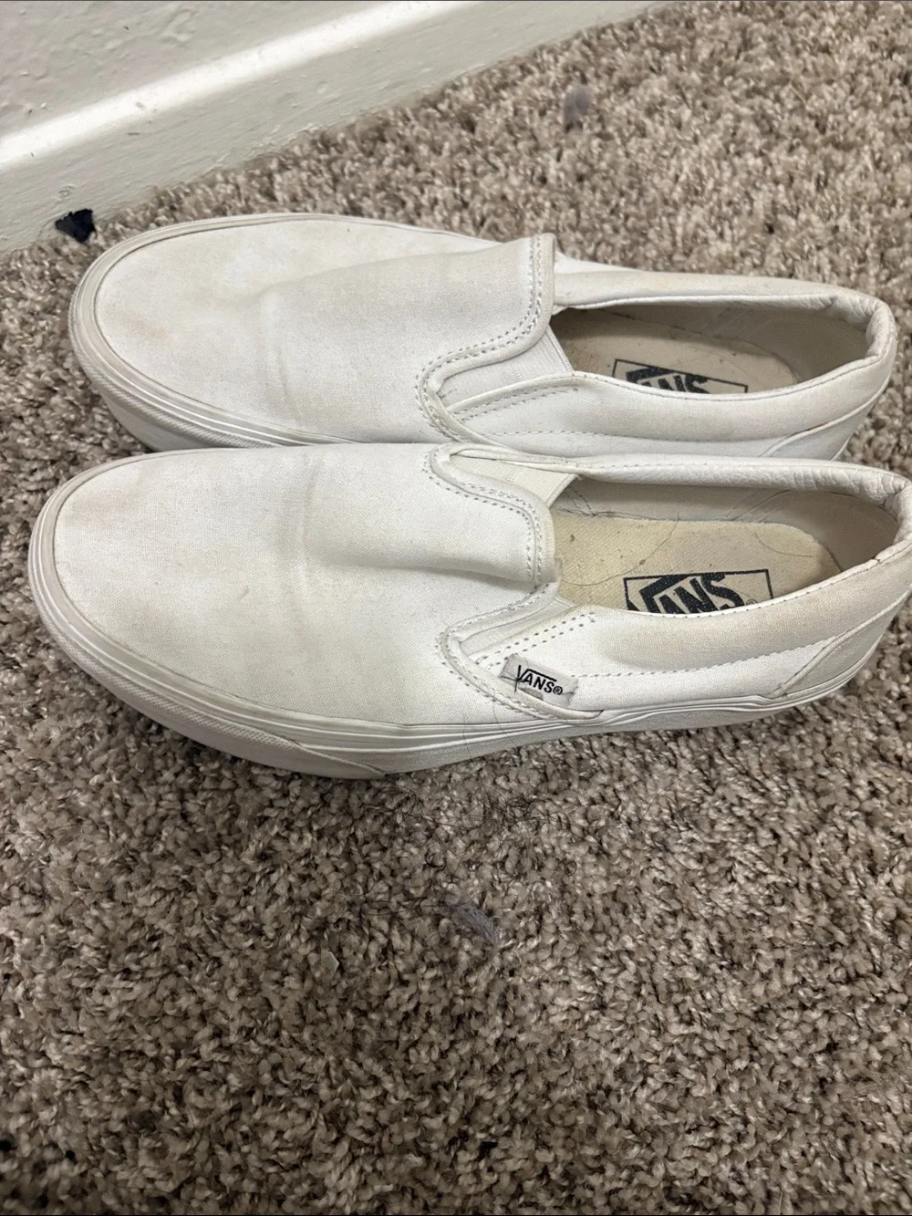Vans Slip-On Canvas Sneakers in Off-White